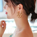 Gold-Toned V-Logo Circle Hoop Earrings