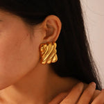 Twisted Biscuit Stud Earrings – Gold-Toned