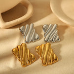 Twisted Biscuit Stud Earrings – Gold-Toned