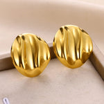 Gold-Toned Dome Stud Earrings for Women – Wavy Textured