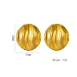 Gold-Toned Dome Stud Earrings for Women – Wavy Textured