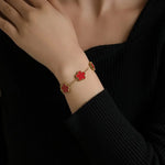 Five Clover Charm Bracelet – Gold-Toned Chain Bracelet with Coloured Inlay