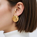Gold-Tone Abstract Wave Stud Earrings for Women