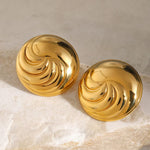 Gold-Tone Abstract Wave Stud Earrings for Women