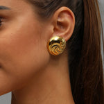 Gold-Tone Abstract Wave Stud Earrings for Women