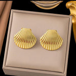 Minimalist Boho Gold-Plated Seashell Stud Earrings for Women