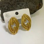 Gold Plated Geometric Twisted Chunky Stud Earrings