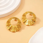 Gold-Toned Sunburst Circular Stud Earrings for Women