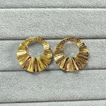 Gold-Toned Sunburst Circular Stud Earrings for Women