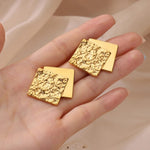 Dual Layered Hammered Gold Square Stud Earrings