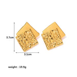 Dual Layered Hammered Gold Square Stud Earrings