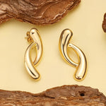Gold-Plated Sculptural Twisted Loop Stud Earrings