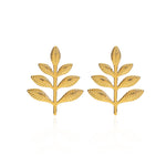 Leaf-Shaped Stud Earrings – 18K Gold Plated Stainless Steel | Anti-Tarnish & Hypoallergenic
