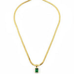 Emerald Green Pendant Herringbone Necklace