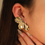 Stainless Steel Leafy Earrings – 18K Gold Plated | Anti-Tarnish & Hypoallergenic