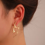 Double Scimitar Crescent Hollow Earrings – 18K Gold Plated