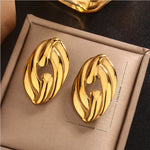 Gold Plated Geometric Twisted Chunky Stud Earrings