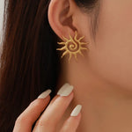 18K Gold Plated Sun Shape Stainless Steel Earrings