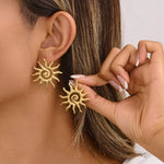 18K Gold Plated Sun Shape Stainless Steel Earrings