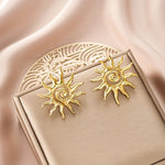 18K Gold Plated Sun Shape Stainless Steel Earrings