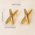 Gold X-Shaped Hoop Earrings
