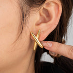 Gold X-Shaped Hoop Earrings