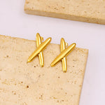 Gold X-Shaped Hoop Earrings