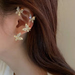 Pavé Crystal Butterfly Ear Cuff Set for Women | Gold-Toned No-Pierce Earrings