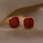 Crimson Chic Square Stud Earrings for Women
