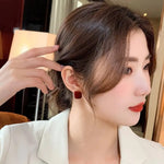 Crimson Chic Square Stud Earrings for Women