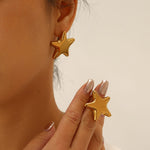 Gold-Toned Puffy Star Stud Earrings – Chunky Celestial Studs