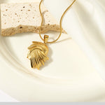 Gold-Toned Feather Swirl Statement Necklace for Women
