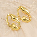 Sculptural Wave Hoop Earrings for Women | Gold-Toned Stainless Steel
