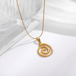 Spiral Swirl Pendant Necklace – Gold-Toned Snake Chain Statement Necklace