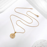 Spiral Swirl Pendant Necklace – Gold-Toned Snake Chain Statement Necklace
