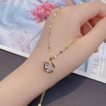 Gold-Tone Crystal Orbit Pendant Necklace for Women