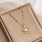 Gold-Tone Crystal Orbit Pendant Necklace for Women