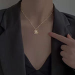 Gold-Tone Crystal Orbit Pendant Necklace for Women