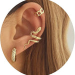 Gold-Toned Snake Ear Stud Set for Women — 3-Piece Earring Stack