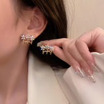 Crystal Flower Ear Jacket Stud Earrings