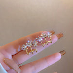 Crystal Flower Ear Jacket Stud Earrings