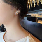 Pearl Crystal Bow Wreath Stud Earrings