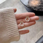 Pearl Crystal Bow Wreath Stud Earrings