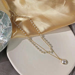 Double Layer Pearl Pendant Necklace
