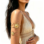 Gold-Toned Sun Armlet – Celestial Upper Arm Cuff Bracelet
