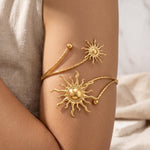 Gold-Toned Sun Armlet – Celestial Upper Arm Cuff Bracelet