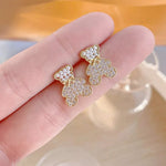 Crystal Teddy Bear Stud Earrings for Women