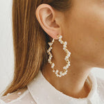 Pearl Twisted Hoop Earrings