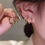 Triple Claw Pavé Rhinestone Gold Ear Studs for Women