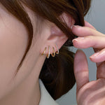 Triple Claw Pavé Rhinestone Gold Ear Studs for Women